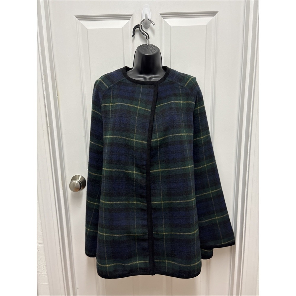 NWT Lauren Ralph Lauren Wool Blend Poncho Cape Plaid‎ Nightwatch OS